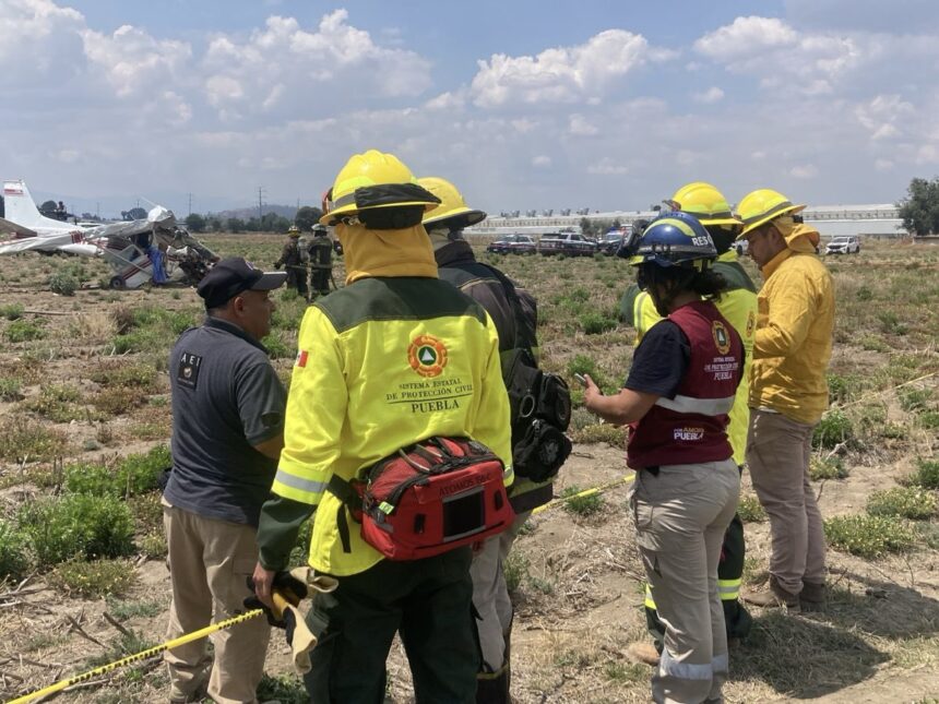 avioneta Huejotzingo caída en campos de cultivo tras accidente