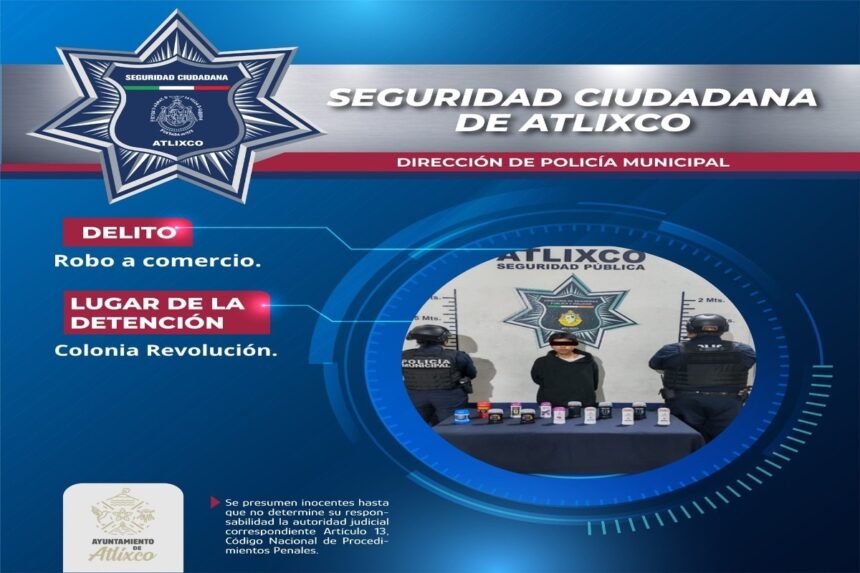 Policía Atlixco detenido robo a comercio