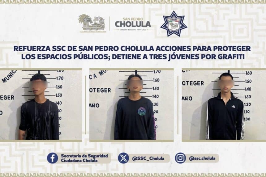 San Pedro Cholula detenidos grafitis