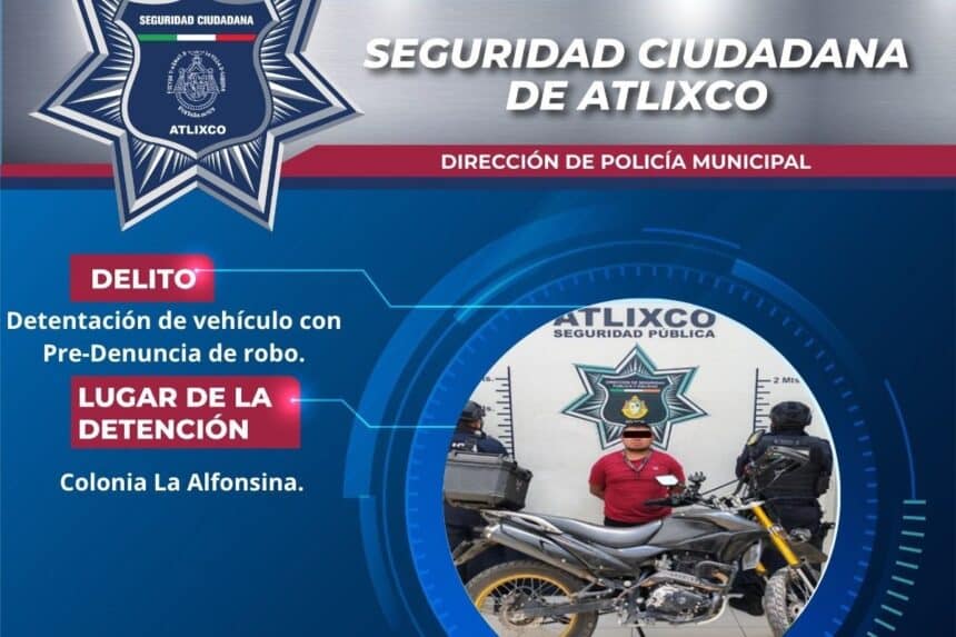 SSC Atlixco motocicleta robada