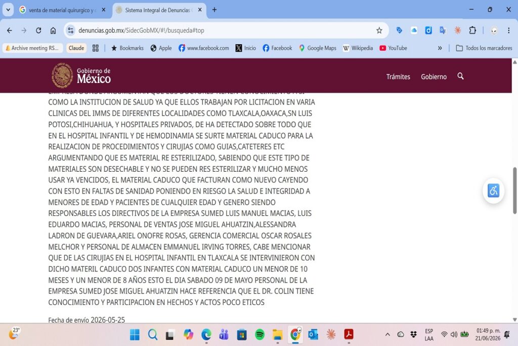 Denuncia Sumed medicamentos caducos