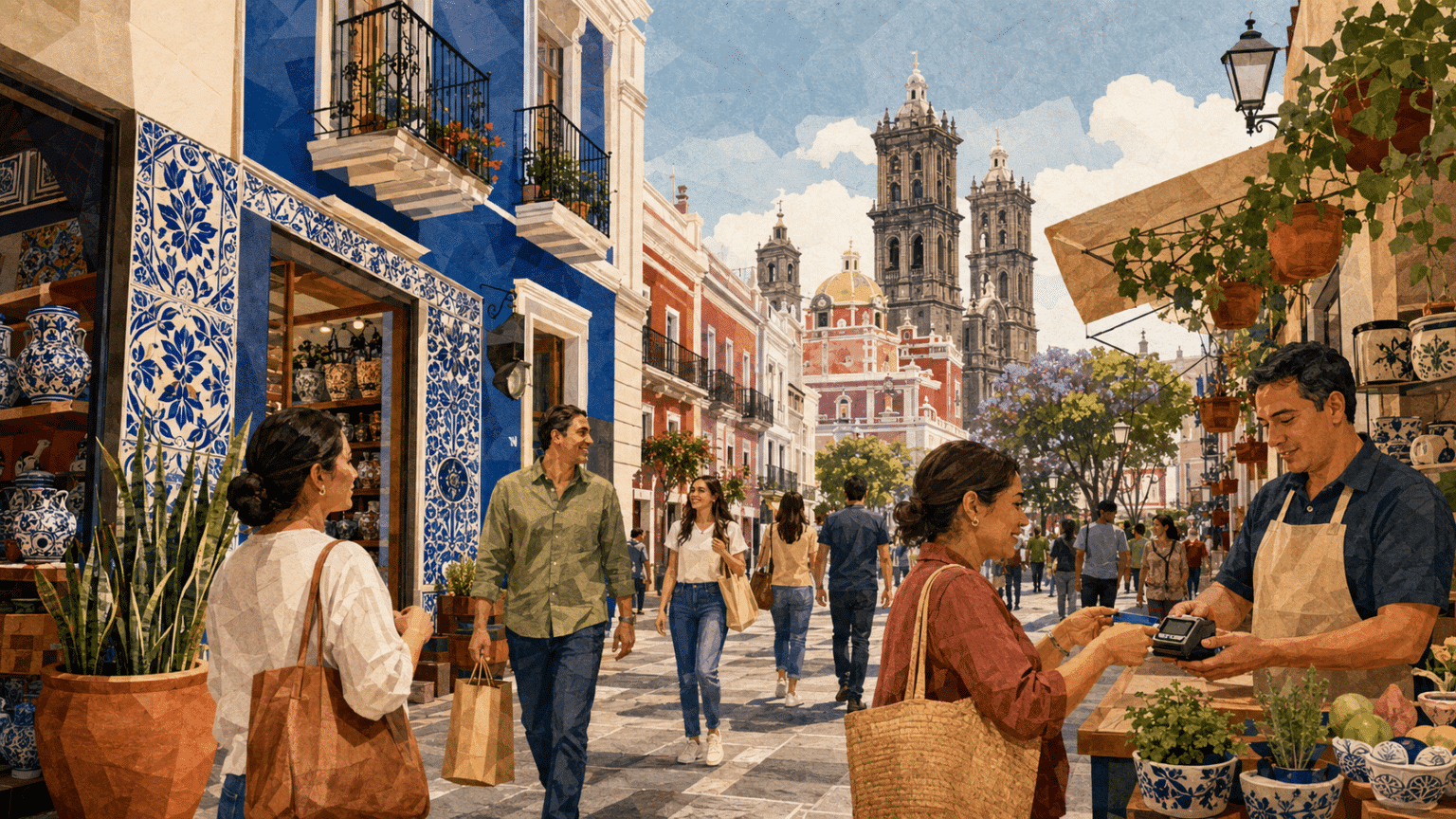 Actividad comercial y consumo interno en el Centro Histórico de Puebla.