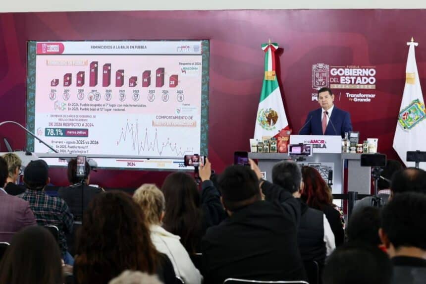 Alejandro Armenta reducción de delitos en Puebla